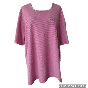 Ulla Popken Pink  Stripped Top Women’s Size 16/18 Short Sleeve